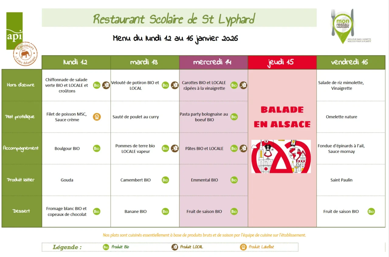 Menus cantine