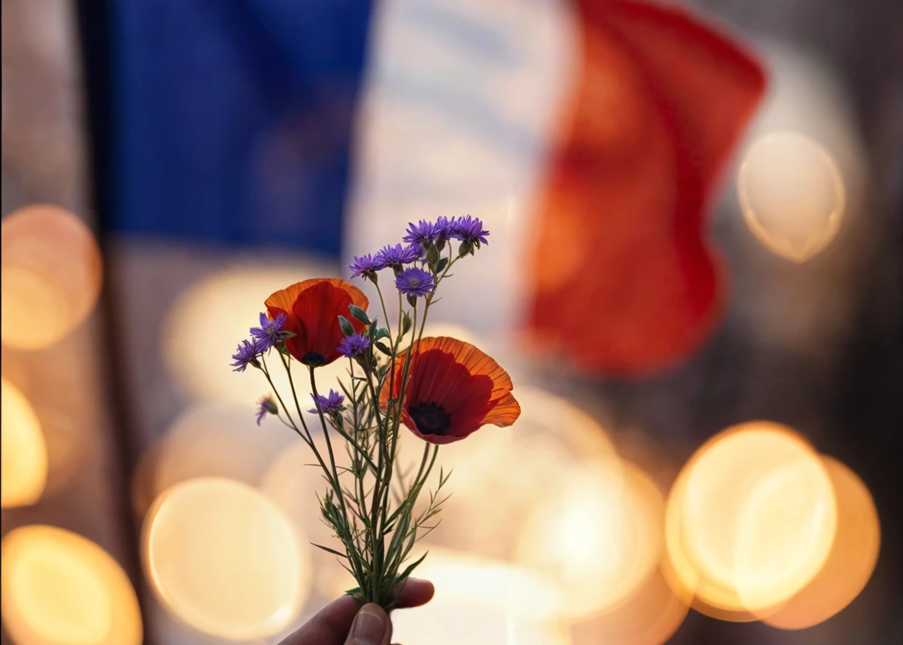 flag-france-with-bokeh-remembrance-flowers